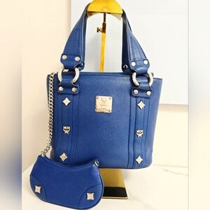 MCM Blue Handbag With Mini Pochette *RARE*